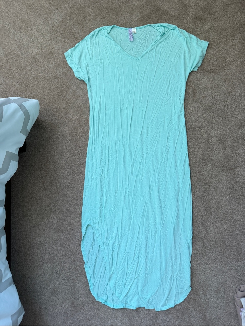 Alyx Mint Green V-Neck Maxi T-Shirt Dress